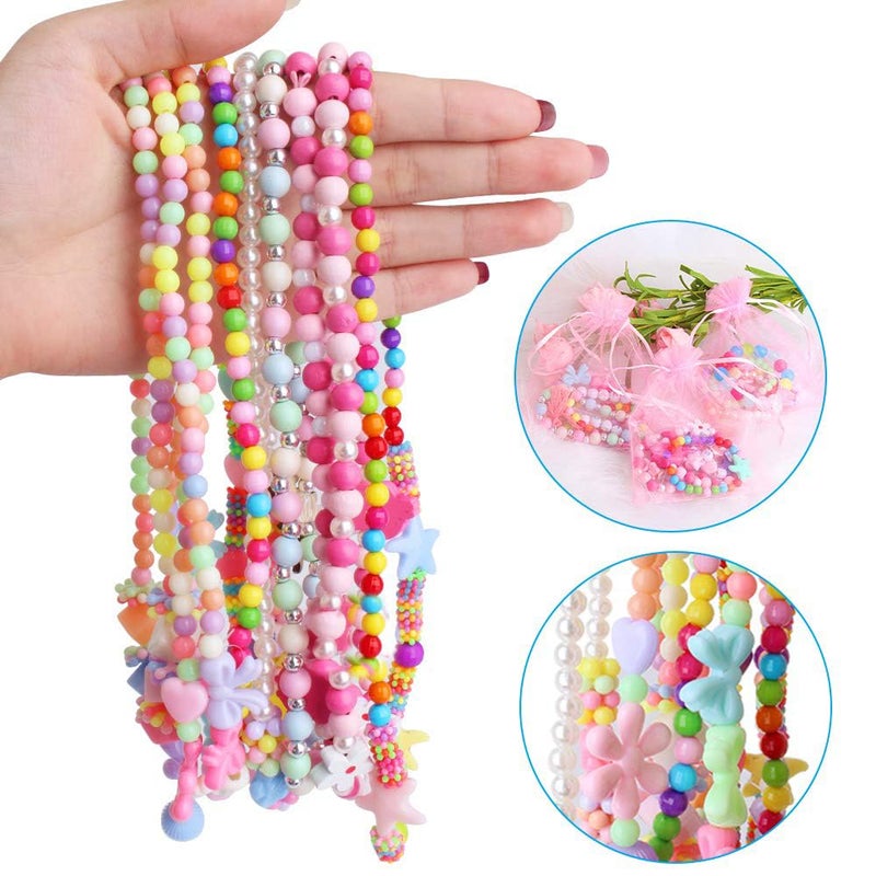 ONESING 22 Pcs Toddler Costume Jewelry Gift Princess Necklace Bracelet Set Girls Play Jewelry Kit Necklace Bracelet for Kids Play Dress Up - Image 2